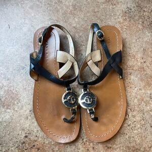 Ivanka Trump black leather Sandals sz 6.5